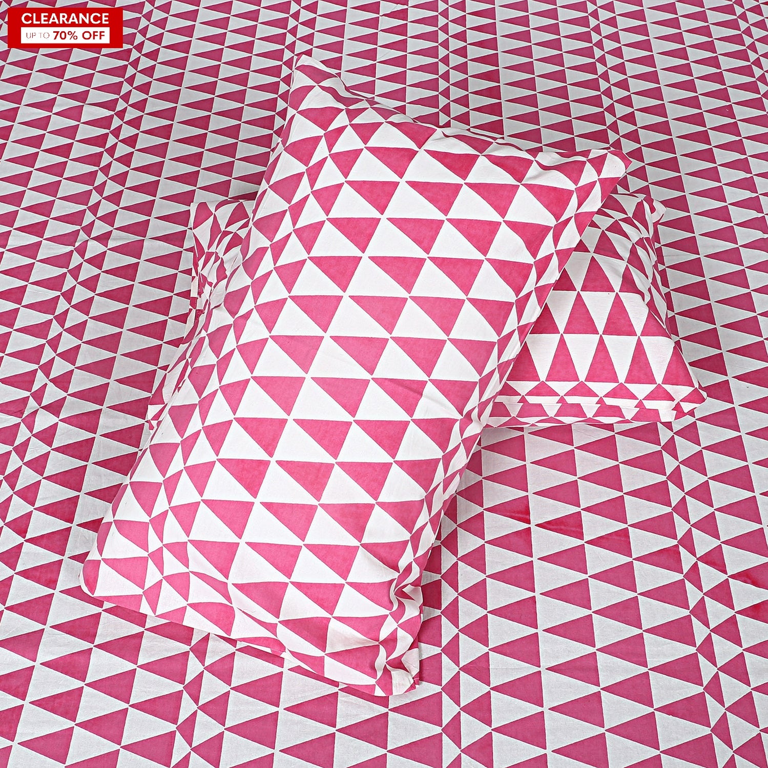 Triangle Pink Pair of Pillow cover (Pillow covers only) - The Teal Thread