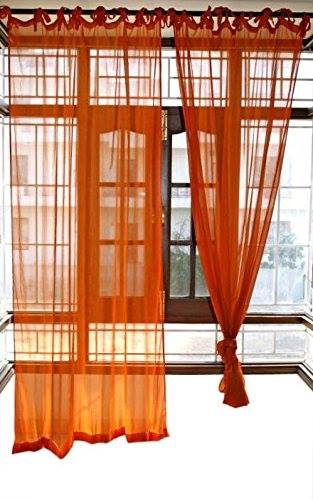 Chiffon Sheer Curtain Pair- Orange - The Teal Thread