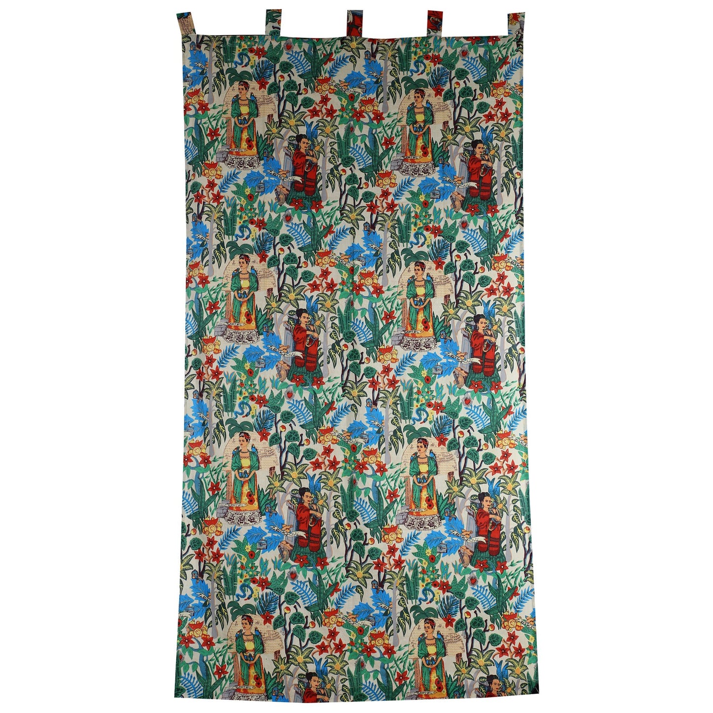 Frida Kahlo Voile Curtain Pair Beige - The Teal Thread