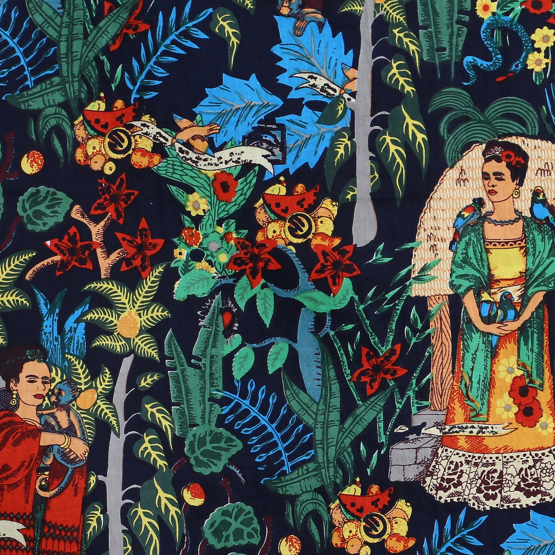 Frida Kahlo Width 44 inches Black - The Teal Thread