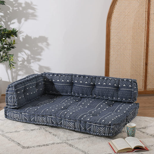 Indigo blue No Wood Sofa - Love Seat Two Seater Low Lounge Chair - The Teal Thread