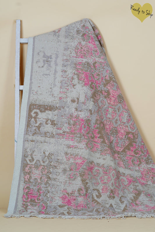 4 x 6 ft Cotton Area Rug Printed -Faded Red - The Teal Thread
