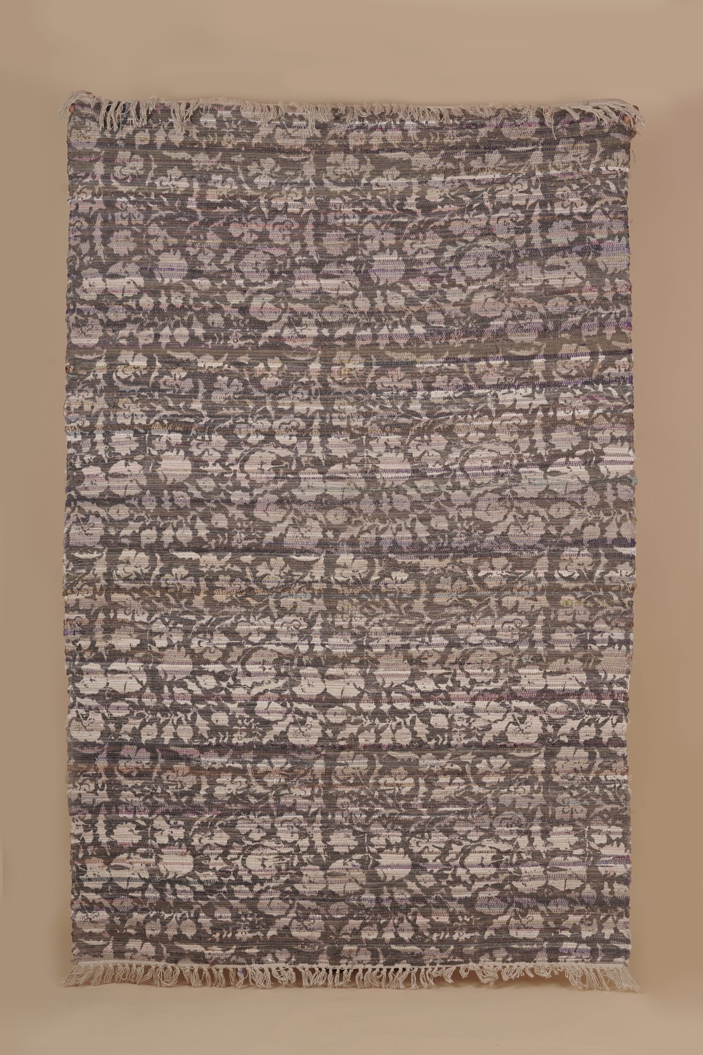 4 x 6 ft Cotton Chindi Woven Rug- Grey and purple - The Teal Thread