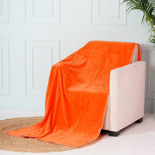 Velvet Sofa throw- Orange - The Teal Thread