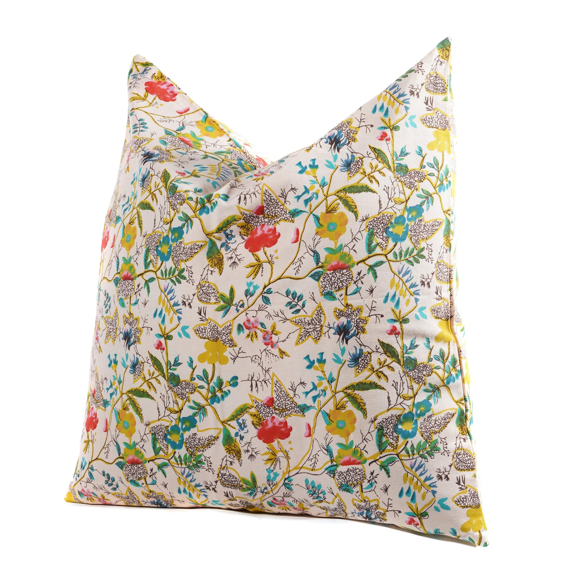 Floral cotton cushion cover both side print- Peach - The Teal Thread