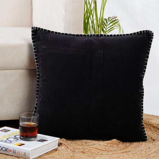 Black Velvet Cushion Cover- Stitched corners - The Teal Thread