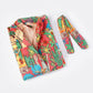 Frida Kahlo Kantha Quilted Kimono Bath Robes/ Night Suit -Red - The Teal Thread