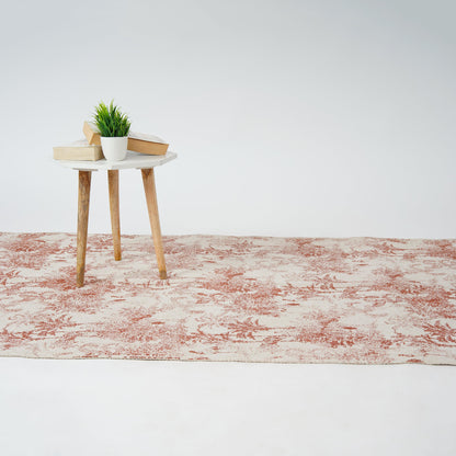 Cotton Area Rug Printed -Flamingo Red - The Teal Thread