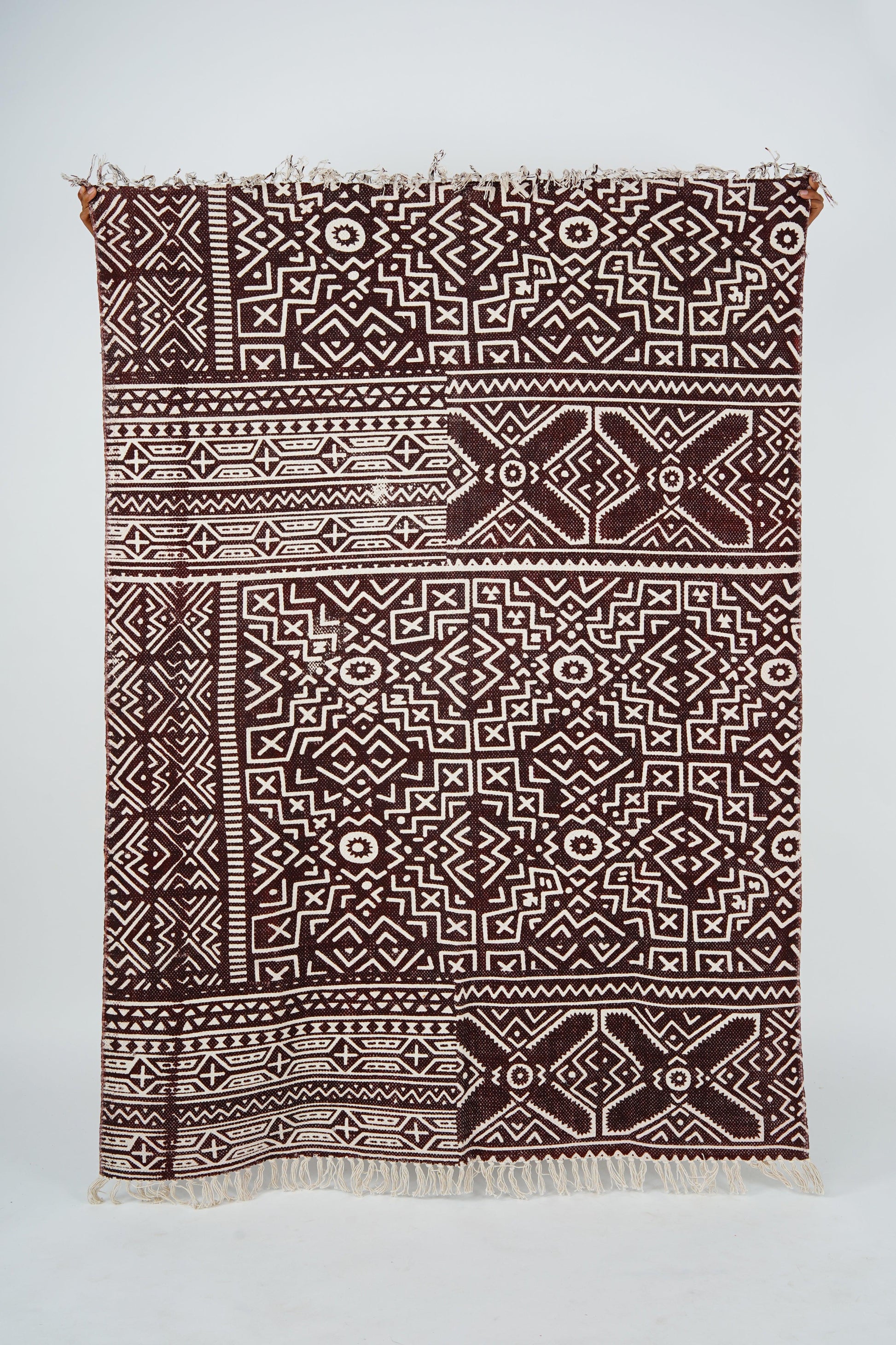 4 x 6 ft Cotton Area Rug Printed -Elated Boho - The Teal Thread