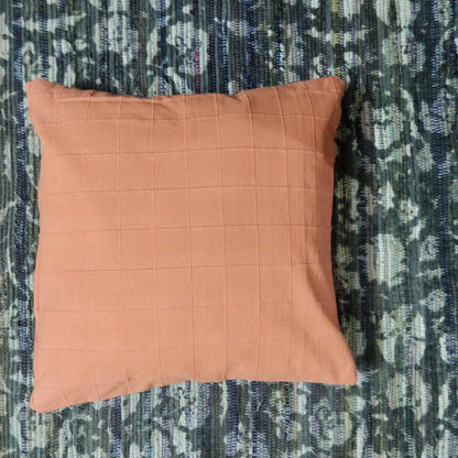 16" Peach Checkered Thick Cushion Cover - The Teal Thread