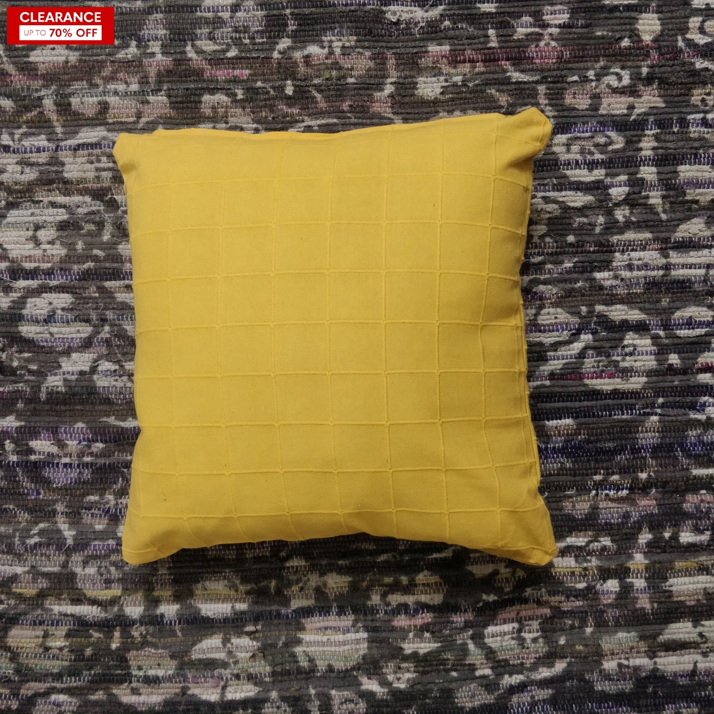 16" Yellow Checkered Thick Cushion Cover - The Teal Thread