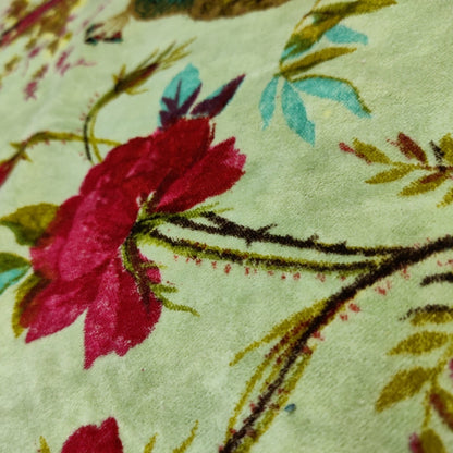 Velvet fabric Birds of Paradise for upholstery- Light Green - The Teal Thread
