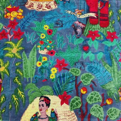 Velvet fabric Frida Kahlo for upholstery-Grey - The Teal Thread
