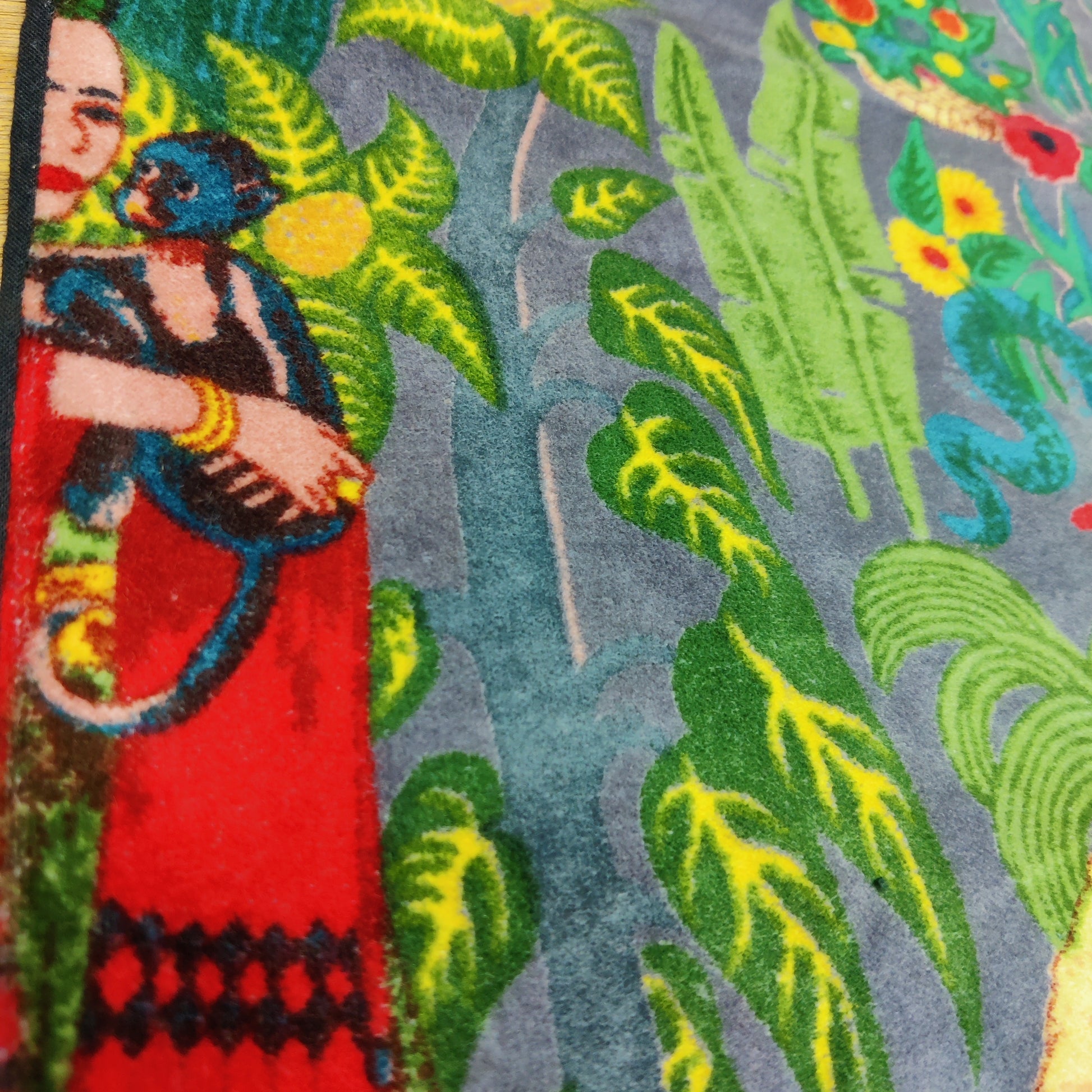Velvet fabric Frida Kahlo for upholstery-Grey - The Teal Thread