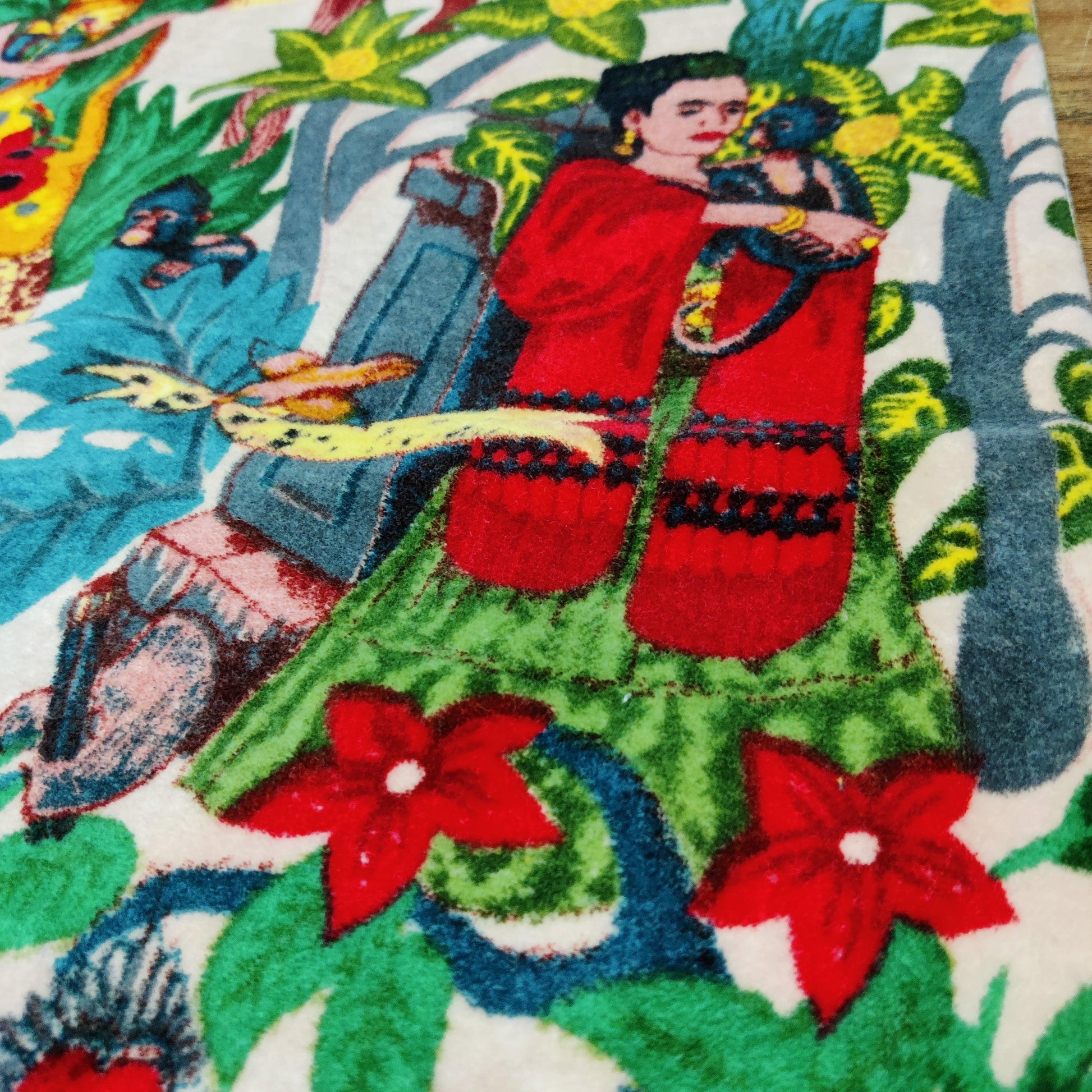 Velvet fabric Frida Kahlo for upholstery-White - The Teal Thread