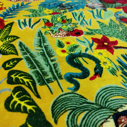 Velvet fabric Frida Kahlo for upholstery-Yellow - The Teal Thread