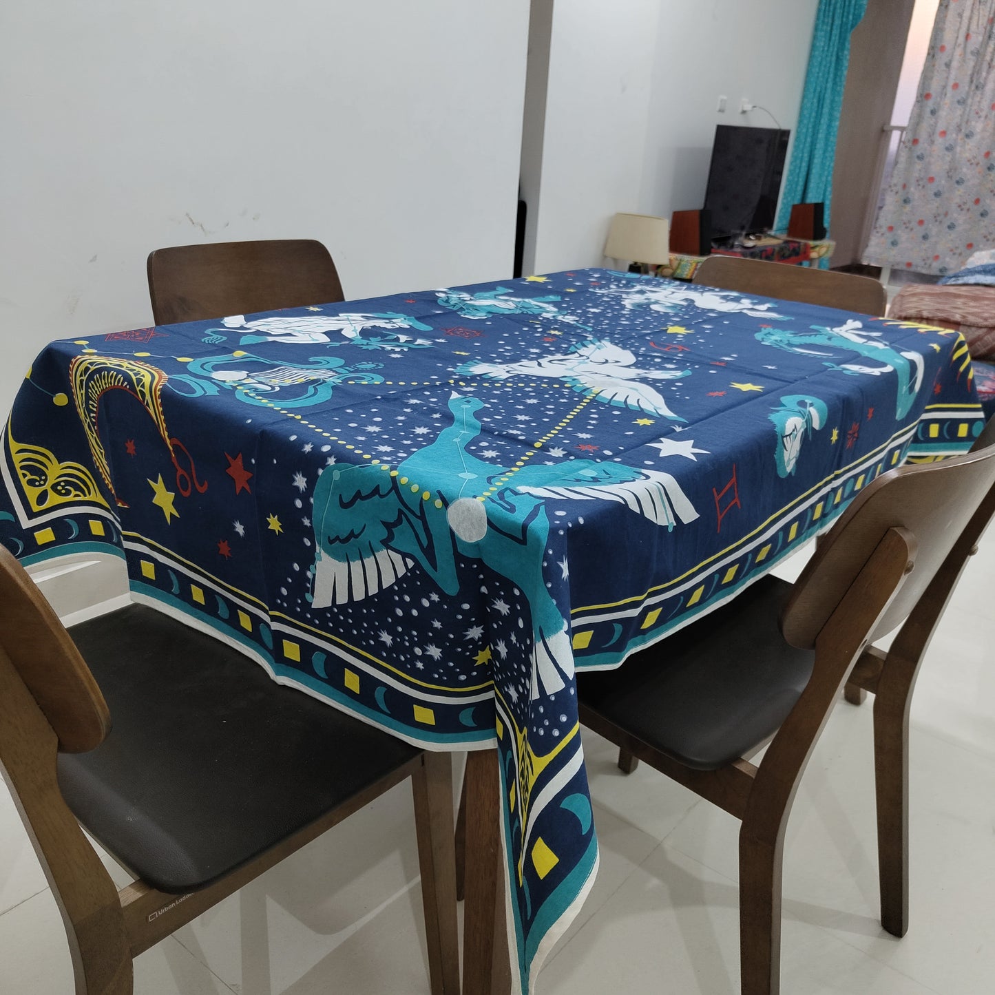 Hermes Greek  4 Seater  Table Cover 45 x 60 inches -Blue