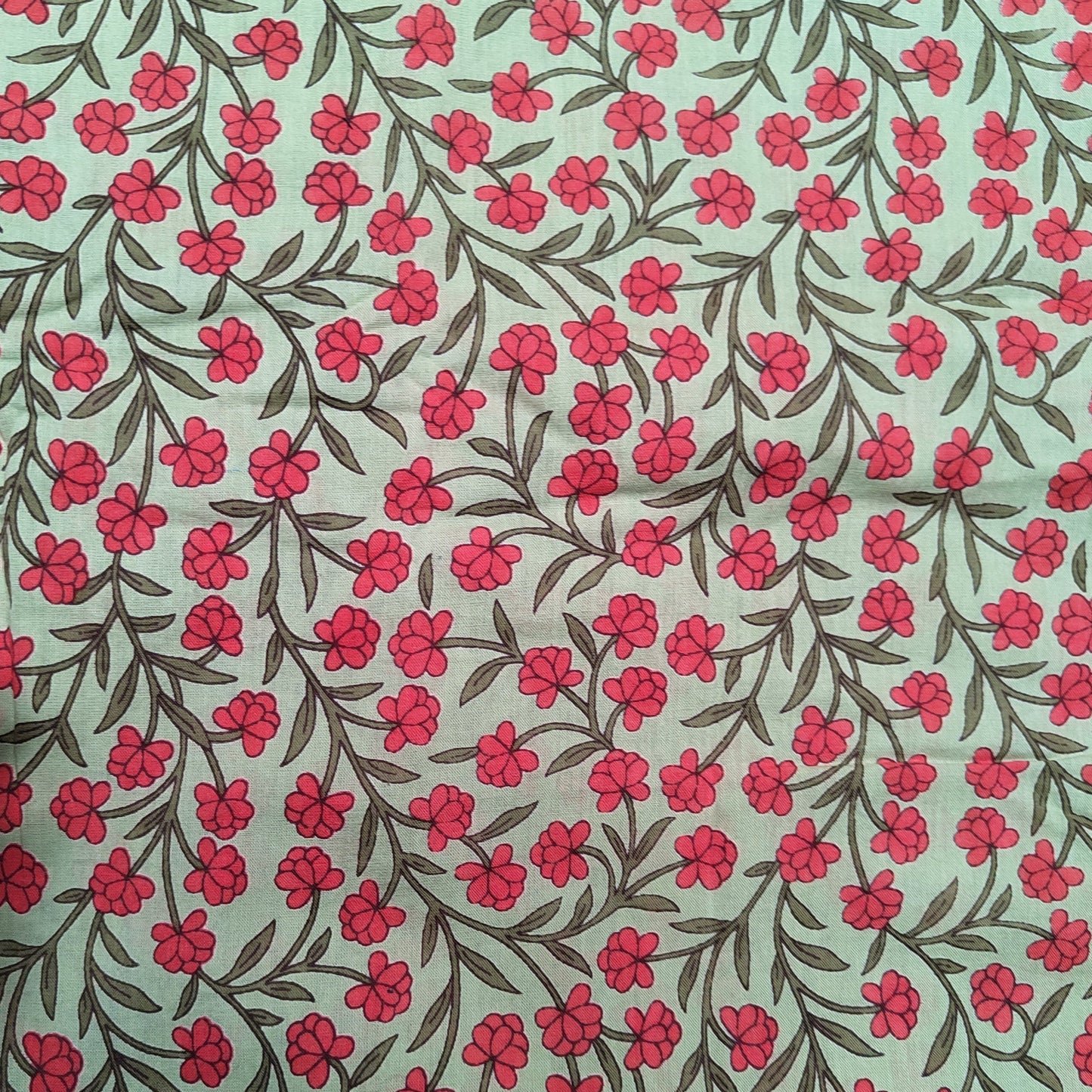 Small Red Flowers Cotton cambric 44 inches width Fabric per meter