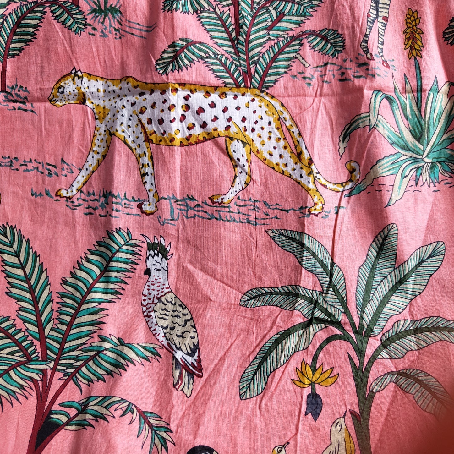 Jungle Panther Peach Color Cotton cambric 44 inches width Fabric per meter
