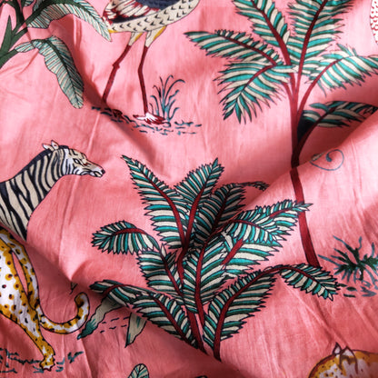 Jungle Panther Peach Color Cotton cambric 44 inches width Fabric per meter