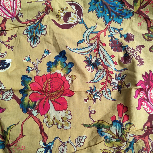 Tree of Life Yellow Cotton cambric 44 inches width Fabric per meter
