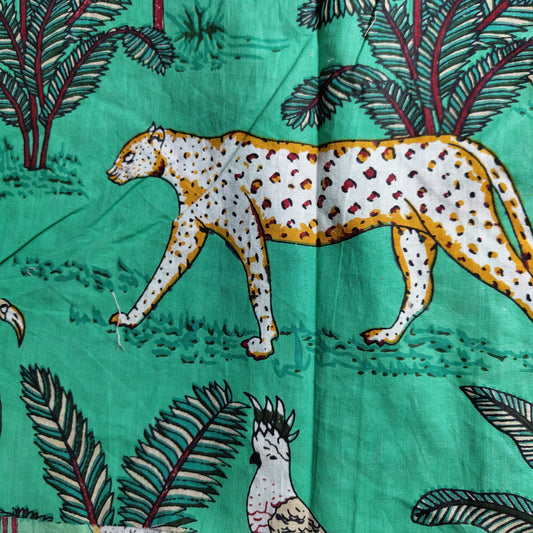 Jungle Panther Green Cotton cambric 44 inches width Fabric per meter