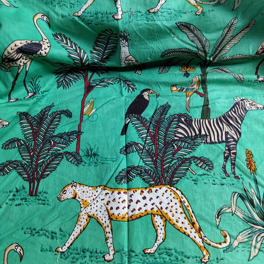 Jungle Panther Green Cotton cambric 44 inches width Fabric per meter