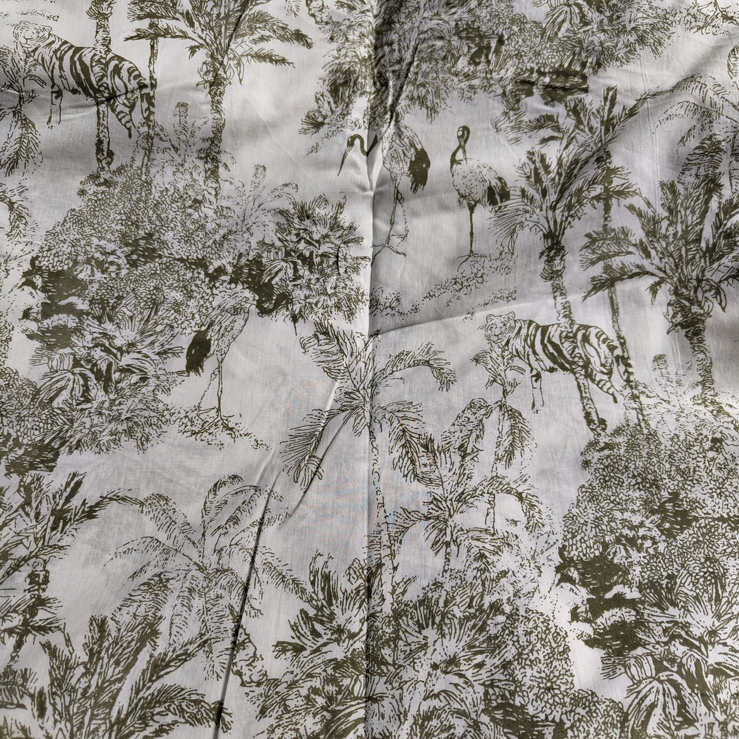 Jungle Sketch Cotton cambric 44 inches width- olive green Fabric per meter