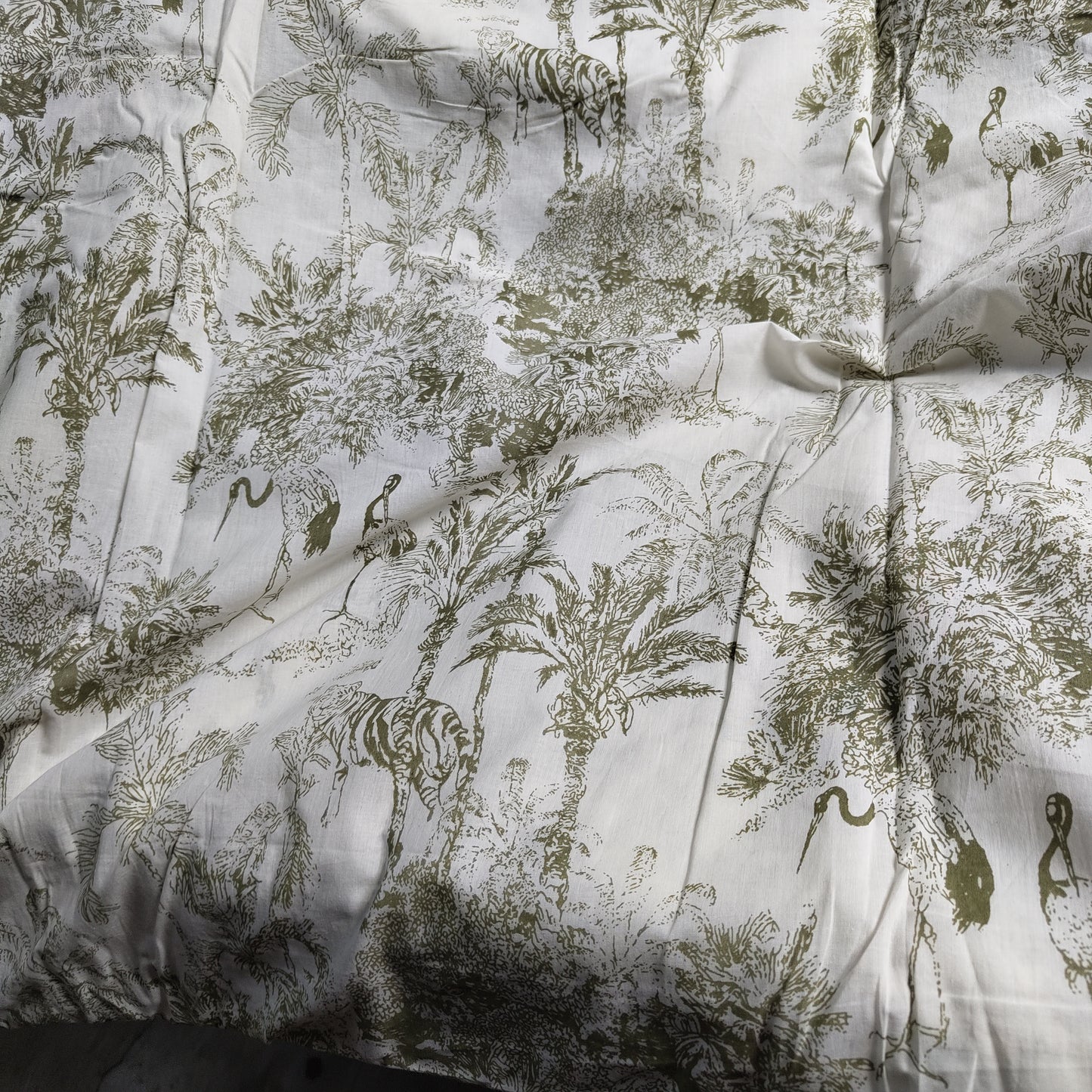 Jungle Sketch Cotton cambric 44 inches width- olive green Fabric per meter