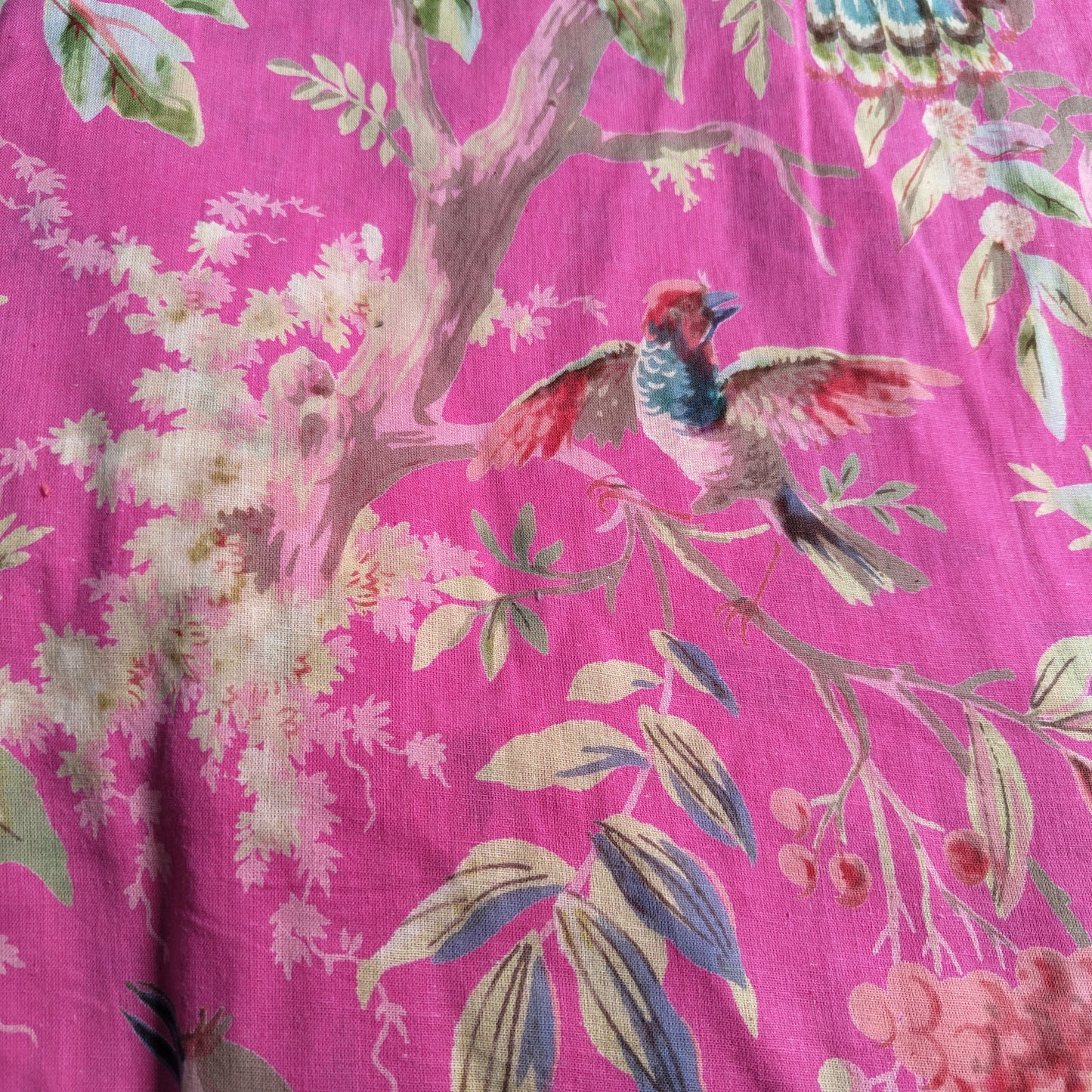 Birds of paradise Pink Cotton cambric 44 inches width Fabric per meter