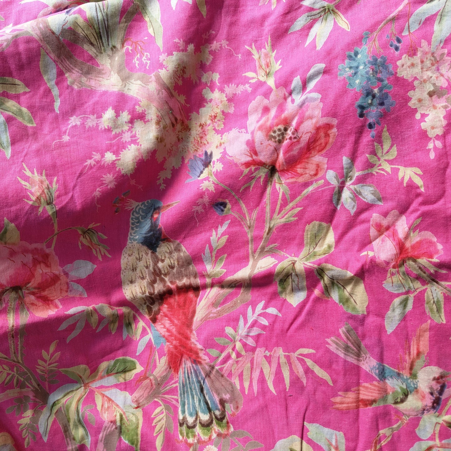 Birds of paradise Pink Cotton cambric 44 inches width Fabric per meter