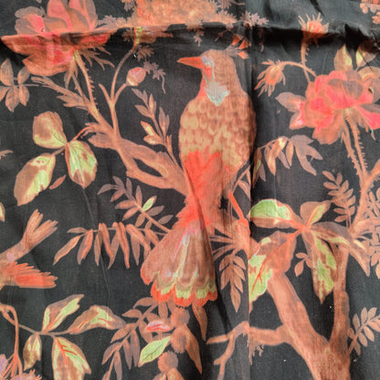 Birds of paradise shades of black Cotton cambric 44 inches width Fabric per meter