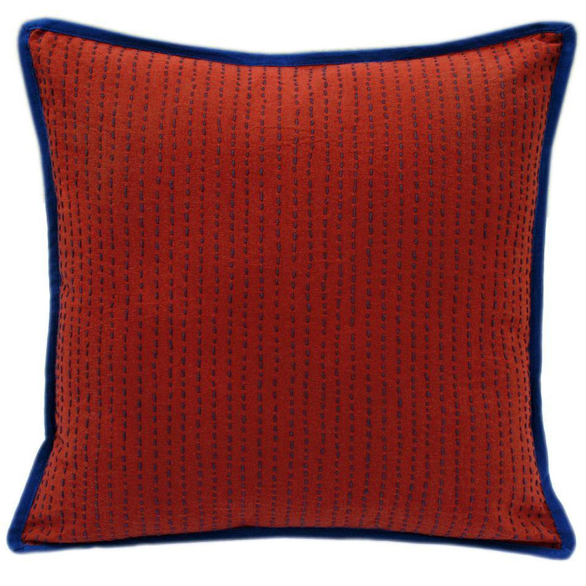 16" Red Kantha Cushion Cover - The Teal Thread
