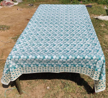 Sea Green Starry World 82 x 60 inches Dining Table Cover Grey and Yellow 82 x 60 inches Dining Table Cover | Ready to Ship - The Teal Thread