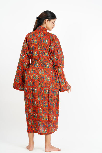 Kimono Bath Robes/ Night Suit Red Human Figures - The Teal Thread