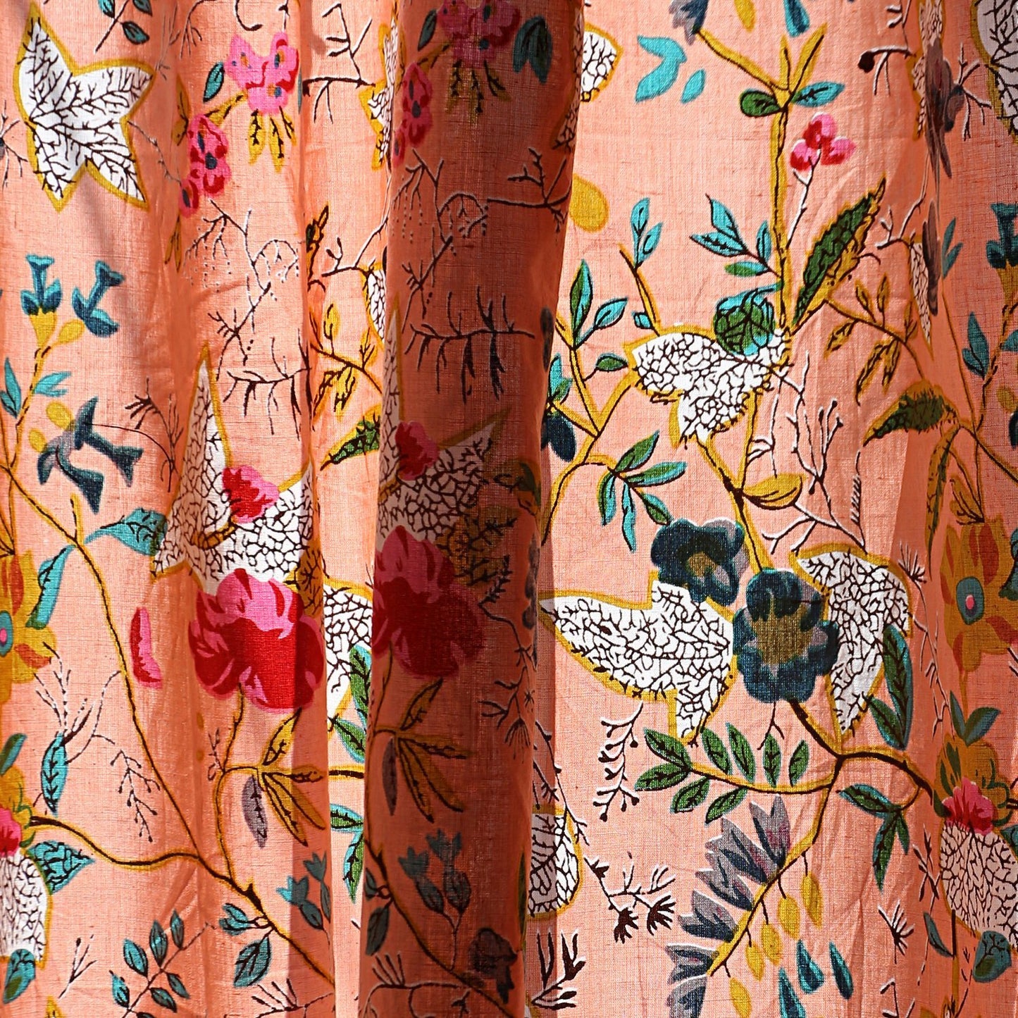 Floral peach cotton cambric width 44 inches Fabric per meter