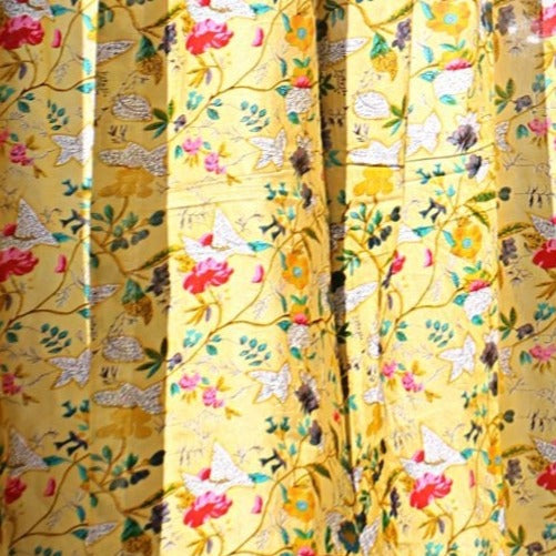 Floral yellow voile width 44 inches - The Teal Thread
