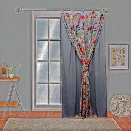 2 Layers Paradise Curtain Pair- Grey - The Teal Thread