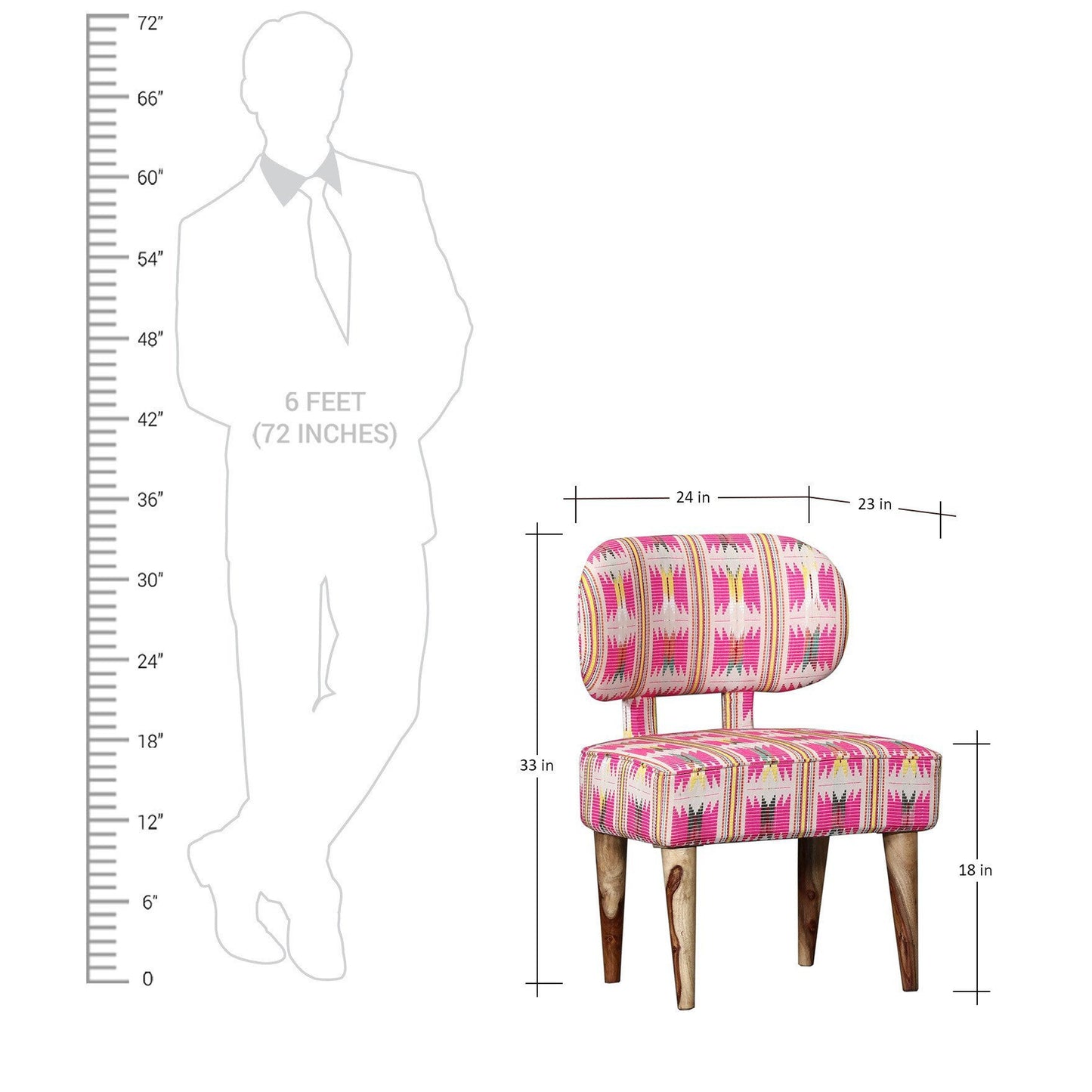 Fabric Upholstered Wooden Chair-Pink - The Teal Thread