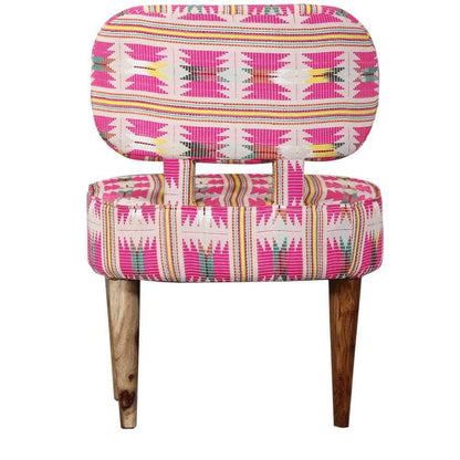 Fabric Upholstered Wooden Chair-Pink - The Teal Thread