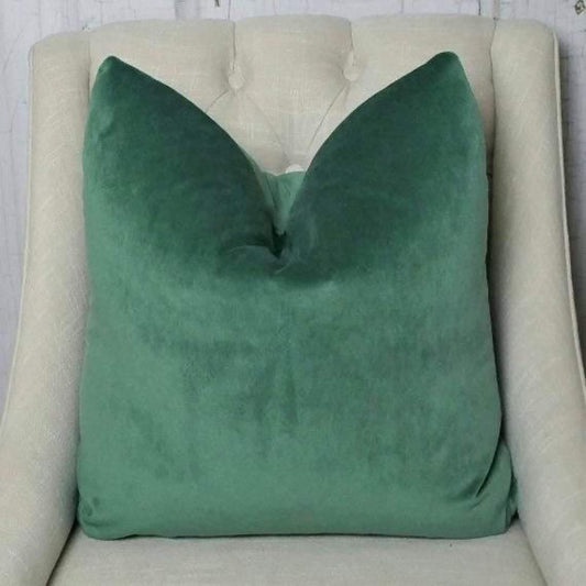 Solid Green Velvet Cushion Cover - The Teal Thread