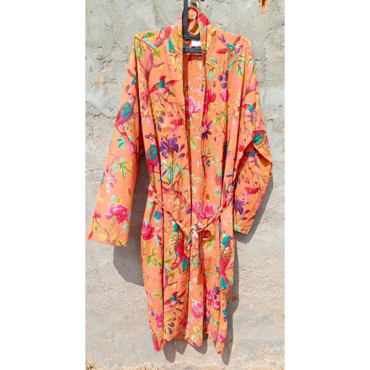 Kimono Bath Robes/ Night Suit - orange - The Teal Thread