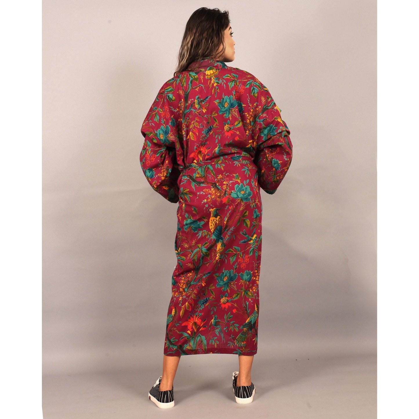 Kimono Bath Robes/ Night Suit Paradise- Maroon - The Teal Thread