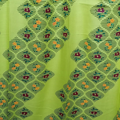 Geometric Waves Print Green Rayon Curtain Pair - The Teal Thread