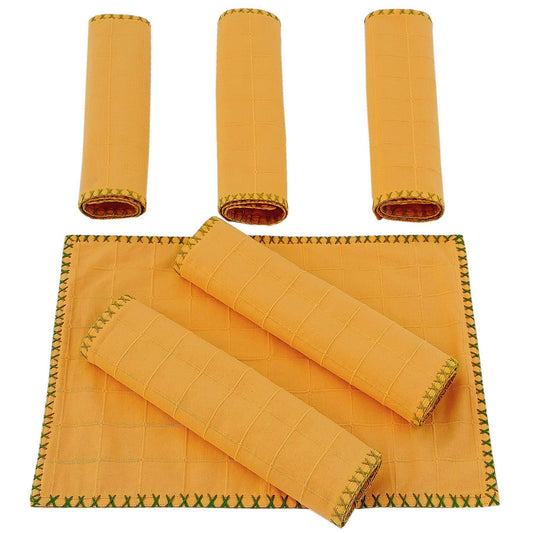 Mat Set of 6 - Yellow Checks - The Teal Thread