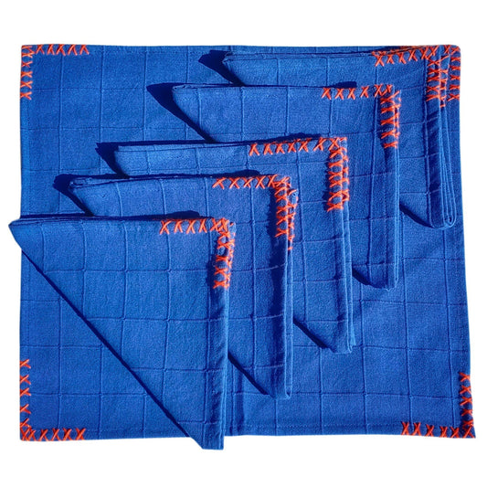 Napkin Set of 6 - Blue Checks - The Teal Thread