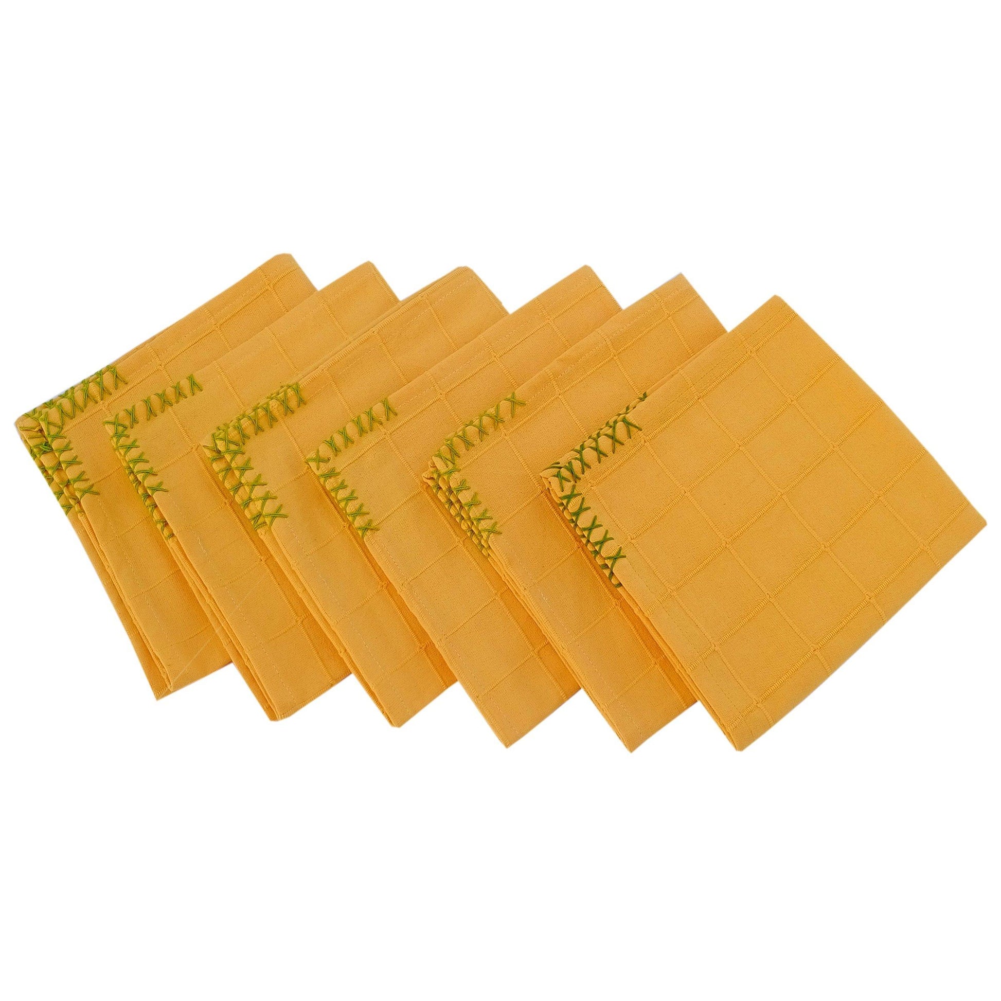 Napkin Set of 6 - Yellow Checks - The Teal Thread
