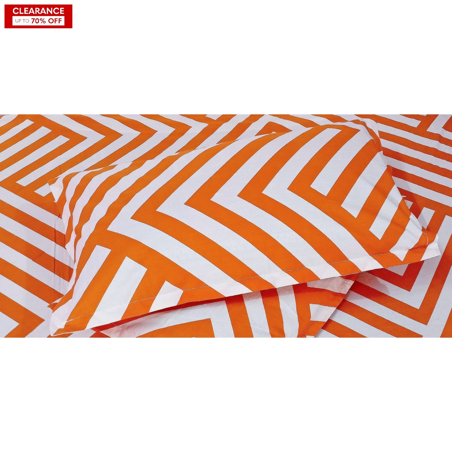 Pair of Pillow cover- Orange Stripes Bordered. - The Teal Thread