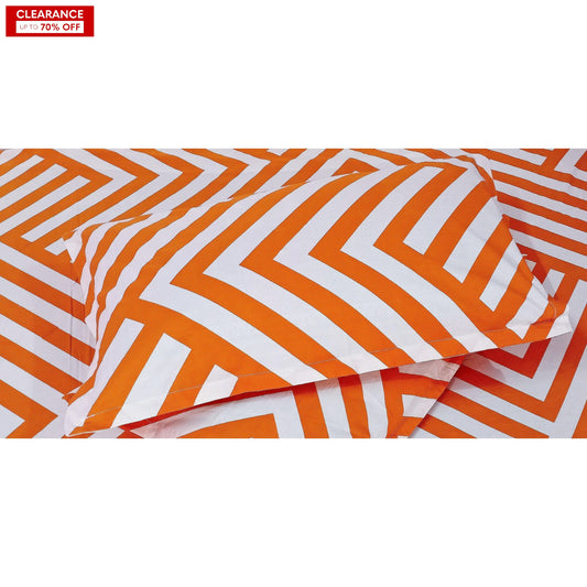 Pair of Pillow cover- Orange Stripes Bordered. - The Teal Thread