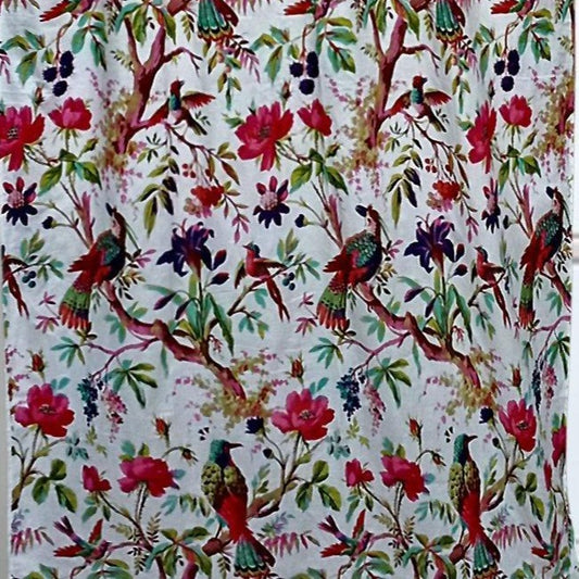 Birds of Paradise White width 44 inches - The Teal Thread